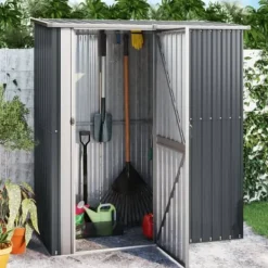 Skure, Garager & Carports^Skure & Redskabsskure - Living haveskur 180,5x97x209,5 galvaniseret stål antracitgrå