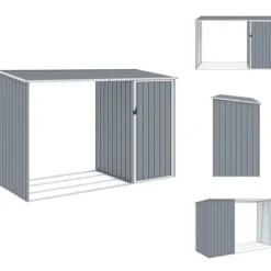 Sale Skure & Redskabsskure - Living brændeskur 245x98x159 cm galvaniseret stål grå Skure, Garager & Carports
