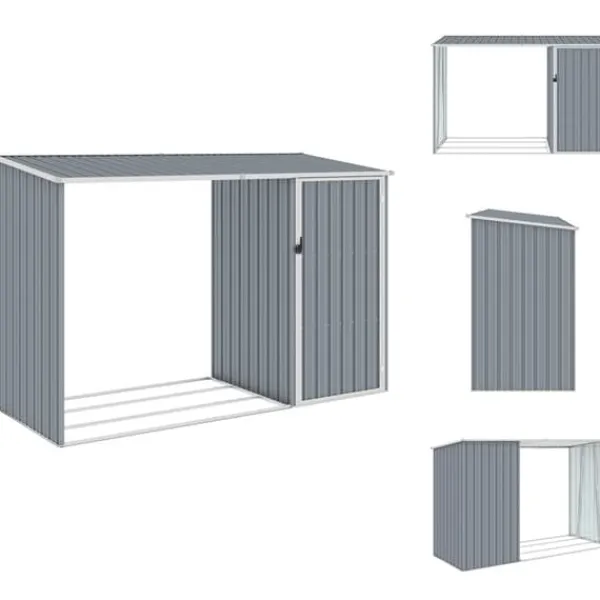 Sale Skure & Redskabsskure - Living brændeskur 245x98x159 cm galvaniseret stål grå Skure, Garager & Carports