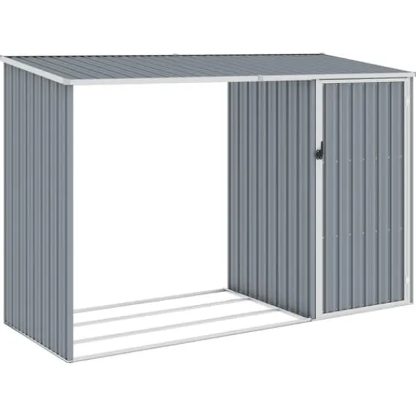 Sale Skure & Redskabsskure - Living brændeskur 245x98x159 cm galvaniseret stål grå Skure, Garager & Carports