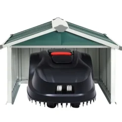 Skure, Garager & Carports^Skure & Redskabsskure - Living garage til robotplæneklipper 92x97x63 cm galvaniseret stål grøn