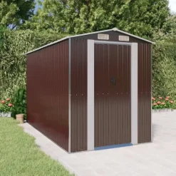Skure, Garager & Carports^Skure & Redskabsskure - Living haveskur 192x357x223 cm galvaniseret stål mørkebrun