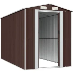 Skure, Garager & Carports^Skure & Redskabsskure - Living haveskur 192x357x223 cm galvaniseret stål mørkebrun