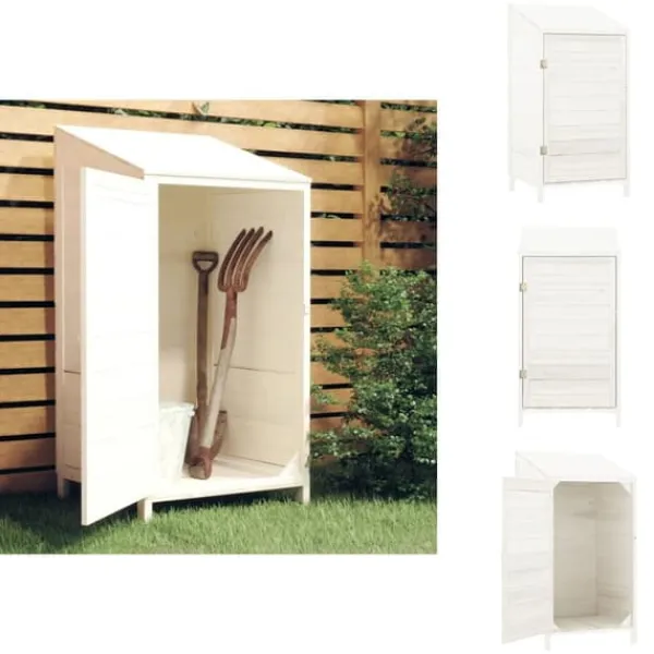 Discount Skure & Redskabsskure - Living haveskur 55x52x112 cm massivt grantræ hvid Skure, Garager & Carports