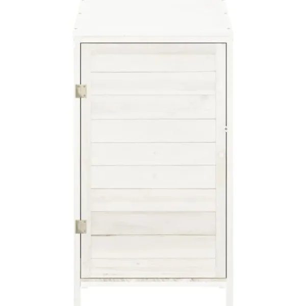 Discount Skure & Redskabsskure - Living haveskur 55x52x112 cm massivt grantræ hvid Skure, Garager & Carports