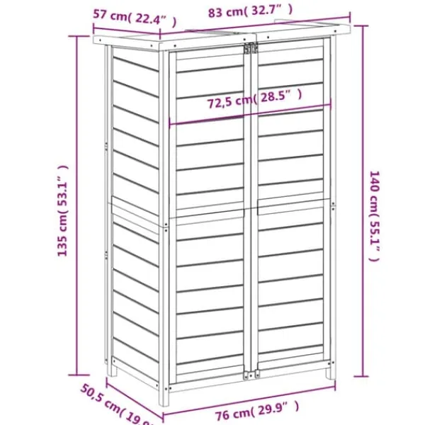 Discount Skure & Redskabsskure - Living redskabsskur til haven 83x57x140 cm massivt fyrretræ mokkafarve Skure, Garager & Carports