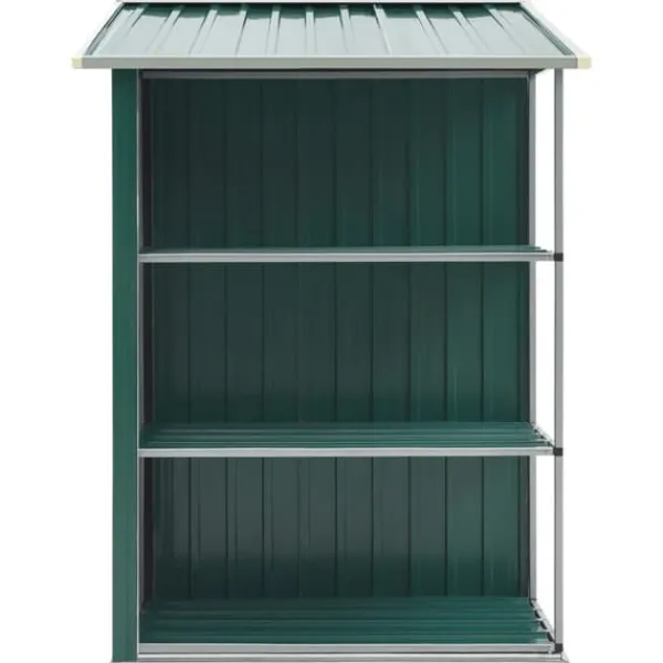 Skure, Garager & Carports^Skure & Redskabsskure - Living haveskur med reol 205x130x183 cm jern grøn