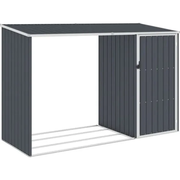 Skure, Garager & Carports^Skure & Redskabsskure - Living brændeskur 245x98x159 cm galvaniseret stål antracitgrå