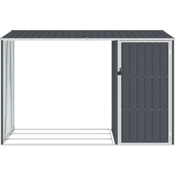 Skure, Garager & Carports^Skure & Redskabsskure - Living brændeskur 245x98x159 cm galvaniseret stål antracitgrå