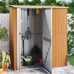 Skure, Garager & Carports^Skure & Redskabsskure - Living haveskur 180,5x97x209,5 cm galvaniseret stål trælook