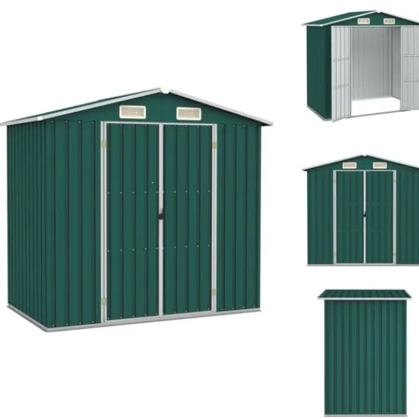 Hot Skure & Redskabsskure - Living haveskur 205x129x183 cm galvaniseret stål grøn Skure, Garager & Carports