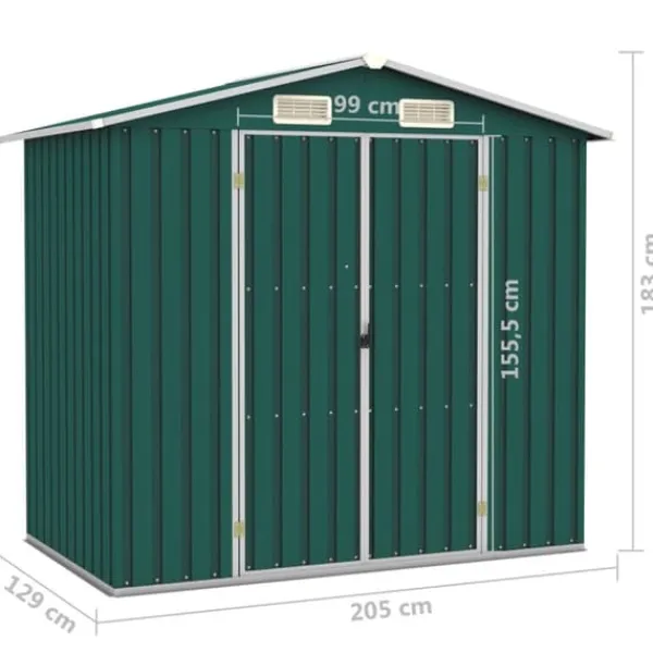 Hot Skure & Redskabsskure - Living haveskur 205x129x183 cm galvaniseret stål grøn Skure, Garager & Carports