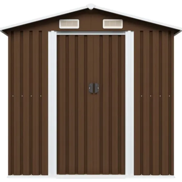 Skure, Garager & Carports^Skure & Redskabsskure - Living opbevaringsskur til haven 204x132x186 cm stål brun