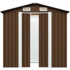 Skure, Garager & Carports^Skure & Redskabsskure - Living opbevaringsskur til haven 204x132x186 cm stål brun