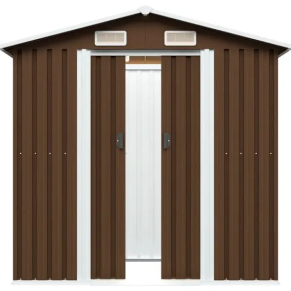 Skure, Garager & Carports^Skure & Redskabsskure - Living opbevaringsskur til haven 204x132x186 cm stål brun