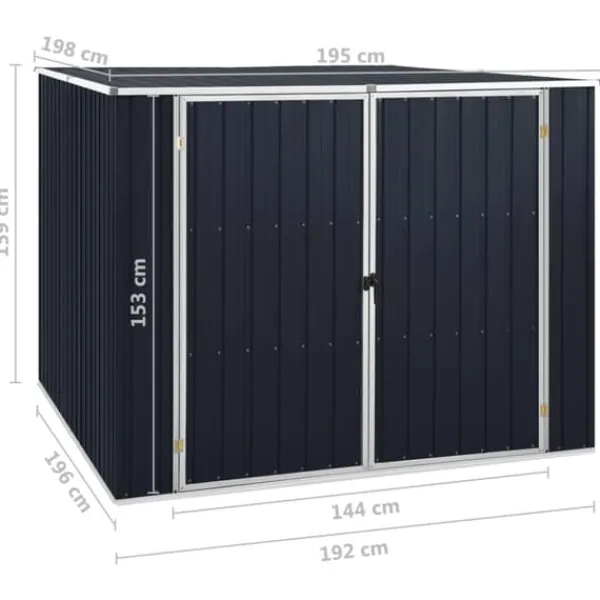 New Skure & Redskabsskure - Living haveskur 195x198x159 cm galvaniseret stål antracitgrå Skure, Garager & Carports