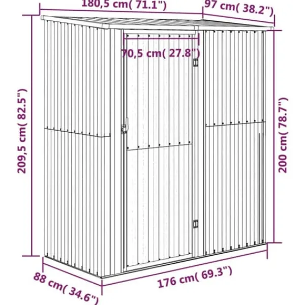 Skure, Garager & Carports^Skure & Redskabsskure - Living haveskur 180,5x97x209,5 galvaniseret stål grøn