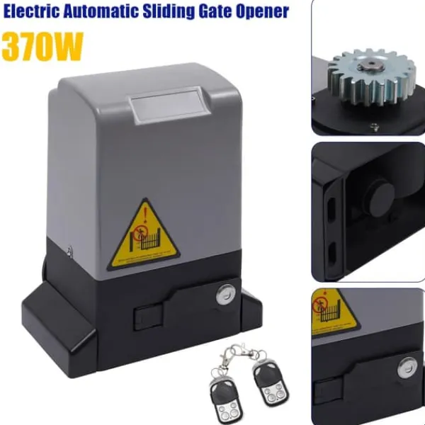New Skydeportsåbner - Portmotor - 370 W - IP44 - Maks 600 kg - 1400 omdr./min - 12 m/min - Fjernbetjening & nøgler - Grå Skure, Garager & Carports