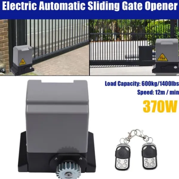 Skure, Garager & Carports^Skydeportsåbner, elektrisk automatisk motor med fjernbetjeningssæt, robust, mørkegrå