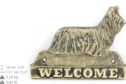 Adresseskilte & Husnumre^Skye Terrier - dørplade med hund, velkomstplade af messing, unikt skilt med inskriptionen Welcome by Art-Dog