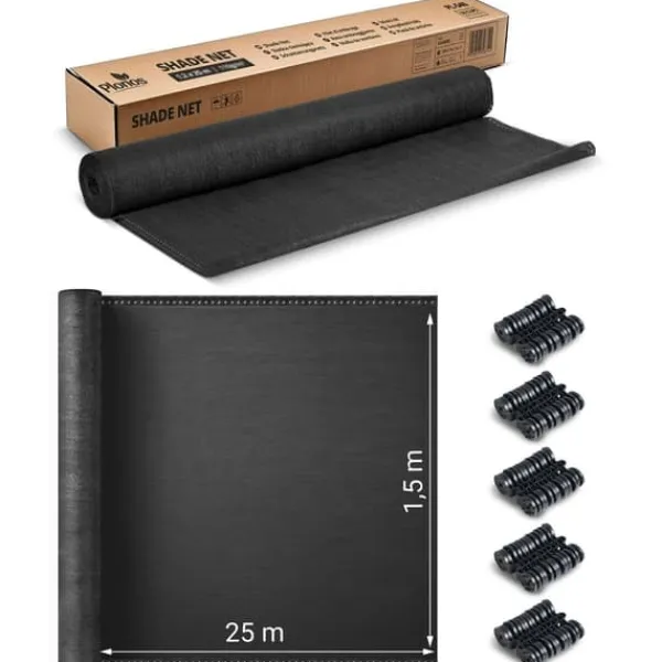 Best Skyggenet 1,5x25m 140g/m2 + 50 klemmer grå Haveduge