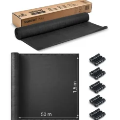 Online Skyggenet 1,5x50m 140g/m2 + 50 klemmer grå Haveduge