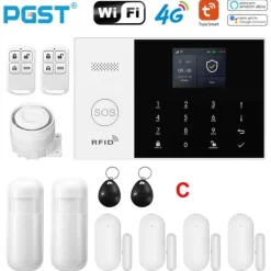 Hjemmealarmsystemer^Smart Alarm System, Mobil Kontrol, Bevægelsesdetekteringssensorer,C, EU stik