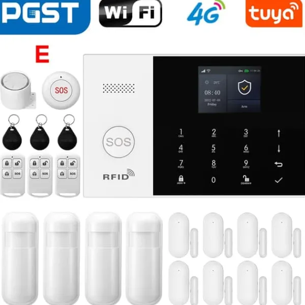 Sale Smart Alarm System, Mobil Kontrol, Bevægelsesdetekteringssensorer,EU-stik, E Hjemmealarmsystemer