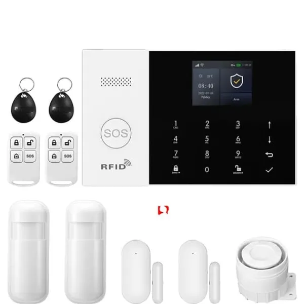 Hjemmealarmsystemer^Smart Alarm System, Mobil Kontrol, Bevægelsesdetekteringssensorer,EU stik, B