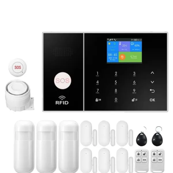 Hot Smart Home Alarm System, WiFi & 4G Forbindelse, Bevægelsesdetektion,EU-stik, D Hjemmealarmsystemer
