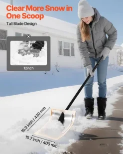 Discount Sneskovl - Til Indkørsel - Bredde 40 cm - Aluminiumslegering - Skridsikkert Greb - Stor Kapacitet - Aftageligt Design - Letvægt Snerydning