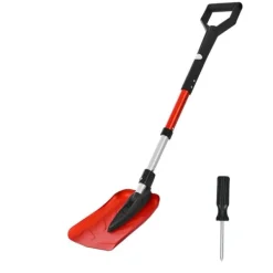 Snerydning^Sneskovl til indkørsel - Foldbar model - D-formet håndtag - Justerbart skaft 91-102 cm - Bladbredde 22 cm - Letvægts aluminiumslegering
