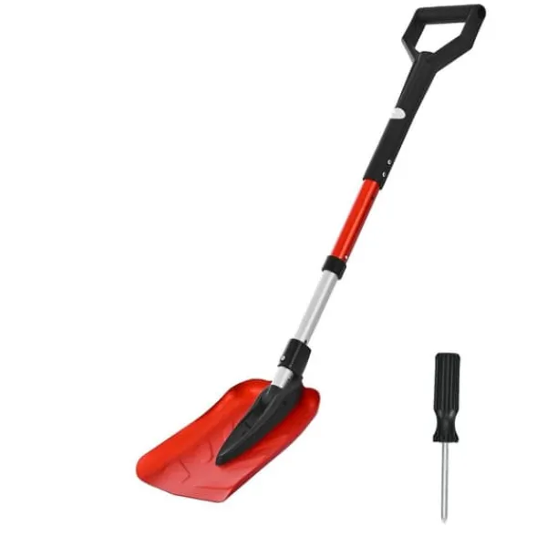 Snerydning^Sneskovl til indkørsel - Foldbar model - D-formet håndtag - Justerbart skaft 91-102 cm - Bladbredde 22 cm - Letvægts aluminiumslegering