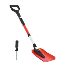 Snerydning^Sneskovl til indkørsel - Foldbar model - D-formet håndtag - Justerbart skaft 91-102 cm - Bladbredde 22 cm - Letvægts aluminiumslegering