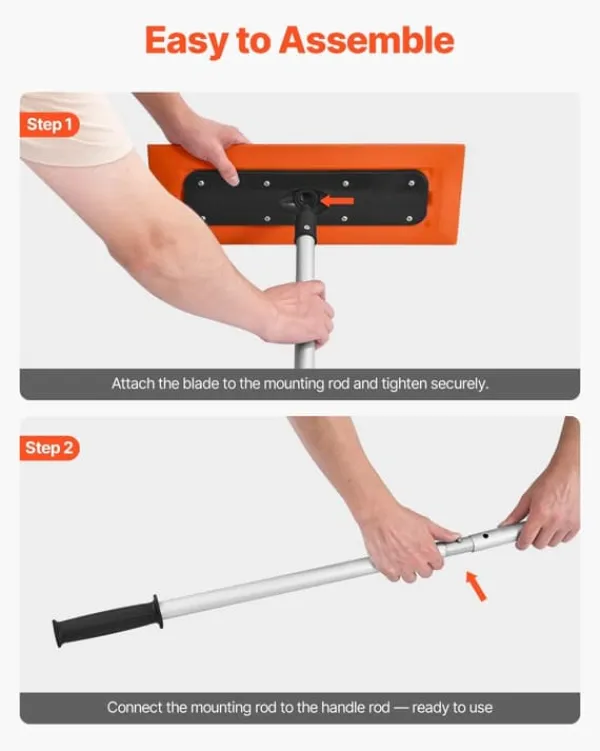 Snerydning^Sneskraber til biltag - Snetagskraber - Skaft 1,2 m - Ridsefrit skumblad 45 cm - Skridsikkert håndtag - Letvægt - Til garagetag