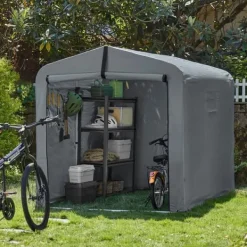 Skure, Garager & Carports^SoBuy Cykeltelt | Udendørs opbevaringstelt – Vandtæt telt til cykel, motorcykel & redskaber | Grå 159x219x165cm KLS11-L-DG