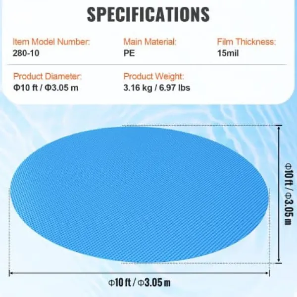 Discount Solafdækningspool 305 cm blå, 15 mil, PE-materiale Pool- & Spatilbehør