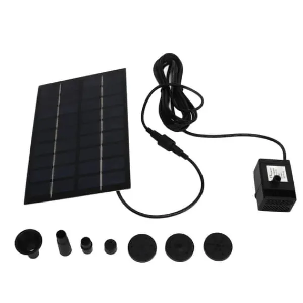 Springvand & Damme^Solar dampumpesæt med anti-tilstopningsnet - nem montering, 9V 1,8W, til udsmykning af havepool