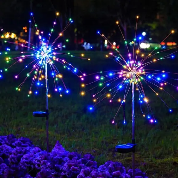 Discount SOLAR Havelampe FARVERIGT Fyrværkeri op til 200 LED JULEFEST Havedekorationer