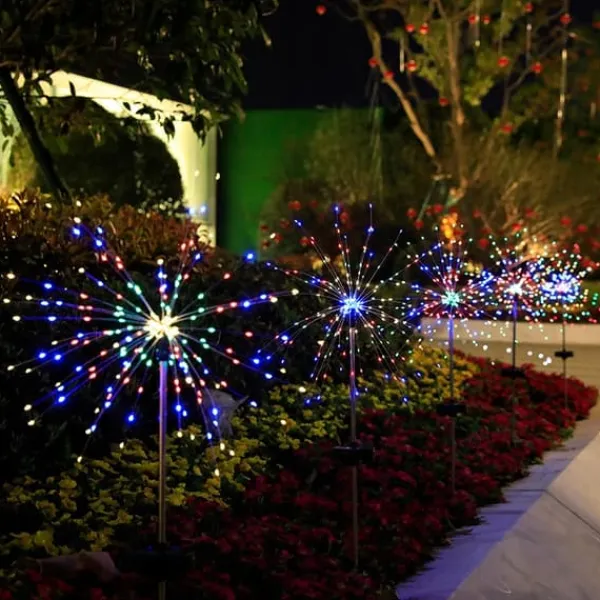 Discount SOLAR Havelampe FARVERIGT Fyrværkeri op til 200 LED JULEFEST Havedekorationer
