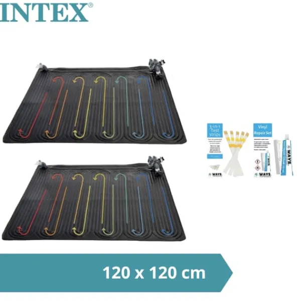 Pool- & Spatilbehør^Solar Mats - Intex - 2x Solar Mat & WAYS Reparationssæt og teststrimler