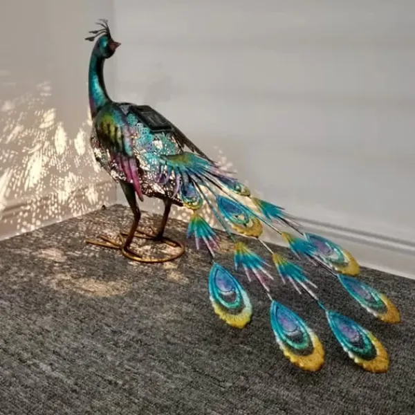 Havedekorationer^Solar Peacock Staty Light Vattentätt dekorativt järn Utomhus Peacock Light för Pathway Patio Bakgård Gräsmatta Dekoration
