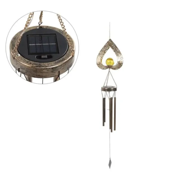 Vinddekoration^Solar Wind Chime Lys dekorativ udendørs terrasselampe jern kunst gave