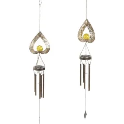 Vinddekoration^Solar Wind Chime Lys dekorativ udendørs terrasselampe jern kunst gave