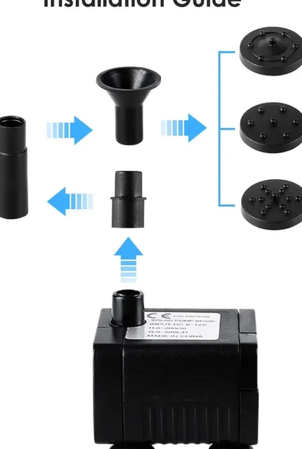 Outlet Solartankpumpe, 5W solenergi, 250 L/t flowrate, 60 cm sprøjtehøjde Springvand & Damme