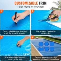 Solartæppe til swimmingpool, 24 x 12 ft rektangel, til både nedgravede og overjordiske pools, 16 mil blåt solar cover, energieffektiv opvarmning Pool- & Spatilbehør