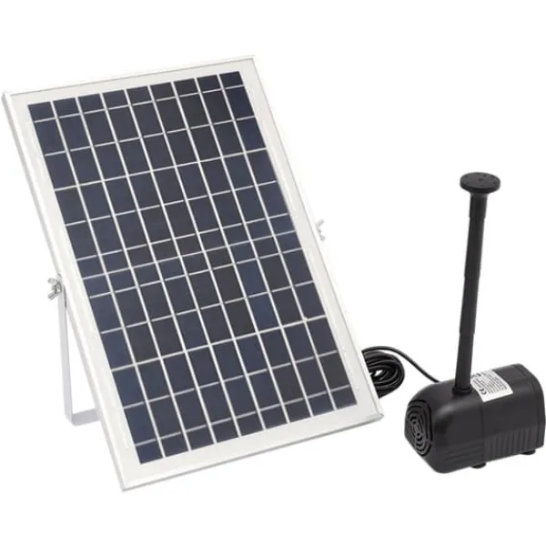 Sale Solcelle fontænepumpe til dam/pool/akvarium - Vandpumpe Sæt - 10 W - 24 V Børsteløs - Max 1000 l/t - Dyser Medfølger - Plast - Sort Springvand & Damme