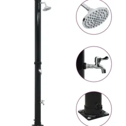 Discount Solcelledrevet udendørsbruser - 40 liter | Farve: Sort | Størrelse: 220 cm Spa & Udendørsbad