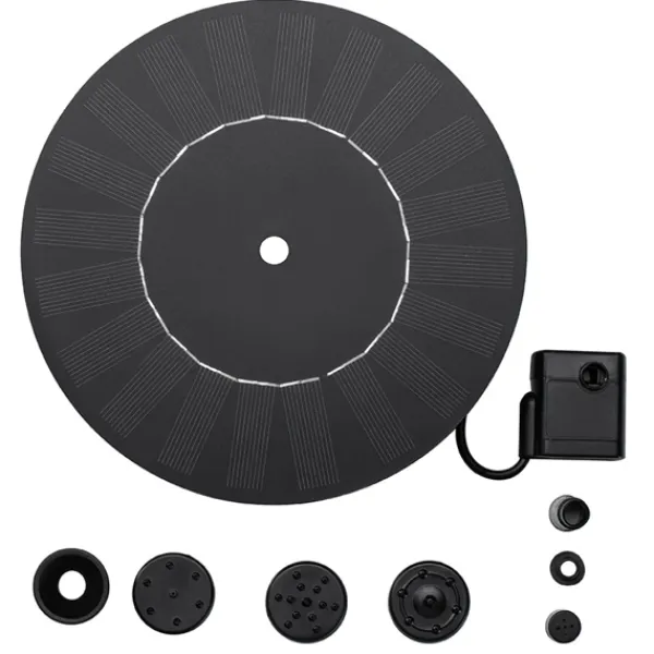 Discount Solcelledrevet vandfontæne med udskiftelige dyser - 18 cm Springvand & Damme