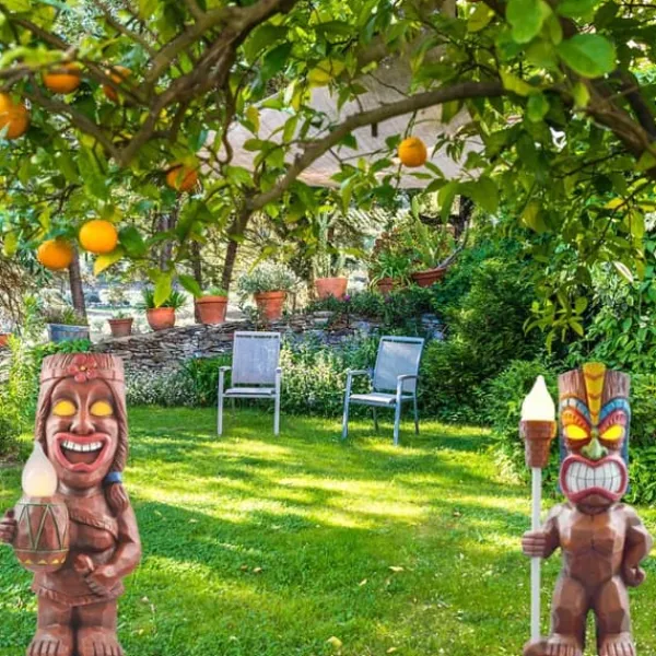 Online Soldrevet LED Tiki Light Solar Totem Figur Ornamenter LED Havelys Dekoration Håndværk til veranda Plæne Trail Havedekorationer